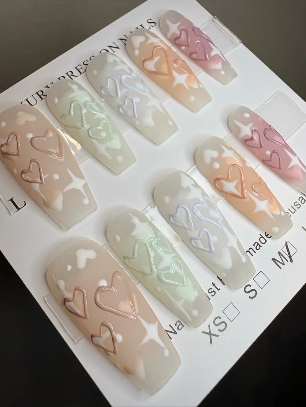 Pastel Heart 3D Press-On Nails Set